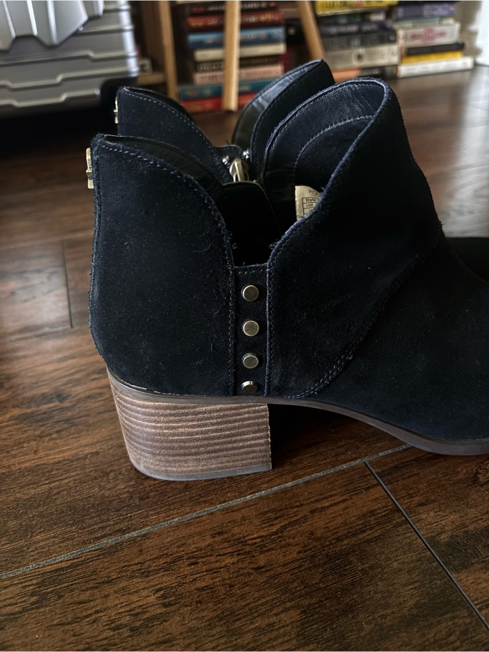Koolaburra Black Suede Ankle Booties with Stud Accents - Picture 2 of 6